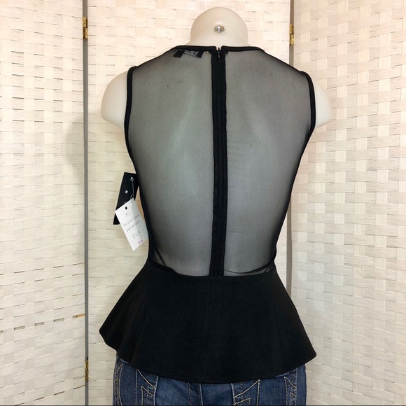 NWT For Love and Lemons mesh peplum tank Sz XS - Picture 3 of 5